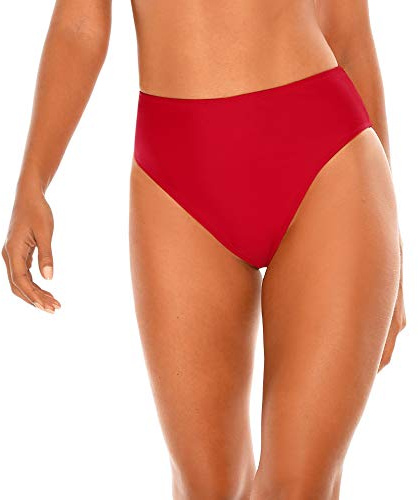 RELLECIGA Damen Bademode High Waist Bikini-Hose Slip Bottom Retro Rot L
