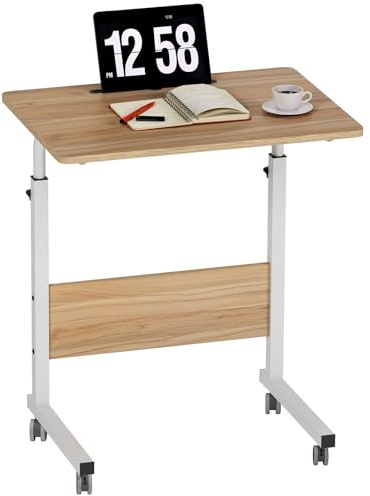 SDHYL SDHYLBeistelltisch Küchentisch Computertisch für Arbeitszimmer, Rollender höhenverstellbarer Tisch für Sessellagerbett mit Nut für Mobiltelefon/Tablet(Eiche, 60x40cm)