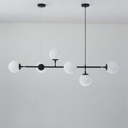 Naiyn Lámpara colgante de bola de cristal de Europa del norte de 6 luces E27, lámpara colgante para sala de estar, comedor, decoración artística, restaurante, luz colgante negra
