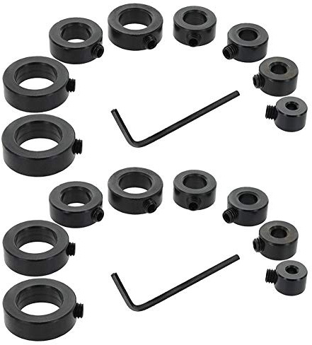Saipor 2 Satz Tiefenanschlagringe Set 3/4/5/6/8/10/12/16mm Stop Collar Ring | Tiefenbegrenzer Stellungsregler Ring mit Sechskantschlüssel Bohrer