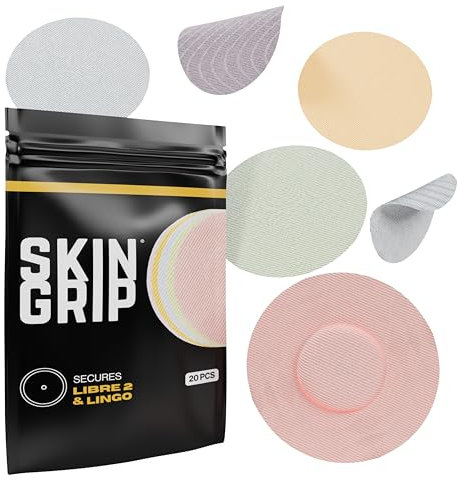 Skin Grip CGM Patches for Freestyle Libre (20-Pack), Waterproof & Sweatproof for 10-14 Days, Pre-Cut Adhesive Tape, Continuous Glucose Monitor Protection (Pastel Pack)
