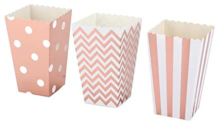 Popcorn Container, Large Capacity Occupy Little Space Popcorn Cups Paper for Young People for Graduation Anniversary for Kids for Shower(Rose gold)