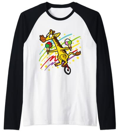 Einrad Fahrrad Giraffe Tiere Lustig Niedlich Raglan