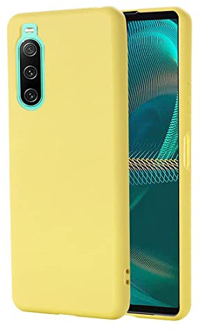 BRAND SET Handyhülle für Sony Xperia 10 IV Silikon Hülle, mit Mikrofasertuch Futterkissen Soft Touch Schutzhülle für Sony Xperia 10 IV-Gelb