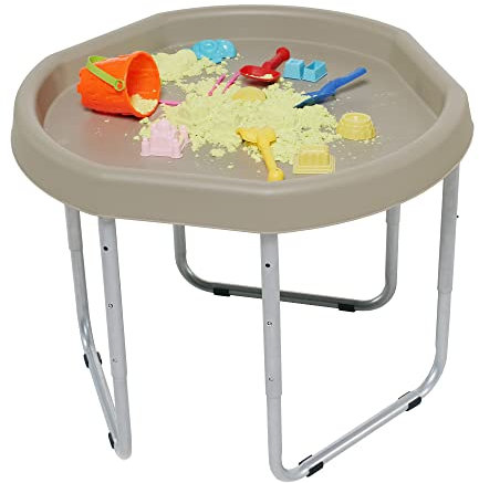 KUB Original Hexacle Tuff Tray Age 3+ & Stand (Sand Taupe) - Sensory Play Tray Stand for Kid’s Messy Play – Water and Sand – Garden Bubble Fun – 2 Way Play With or Without Stand