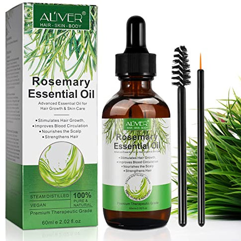 Rosmarinöl Haare, Ätherisches Rosmarinöl für Haarwuchs,Rosmarinöl Haare Wachstum, Haaröl,Rosmarinöl für Haare und Kopfhaut-60ML