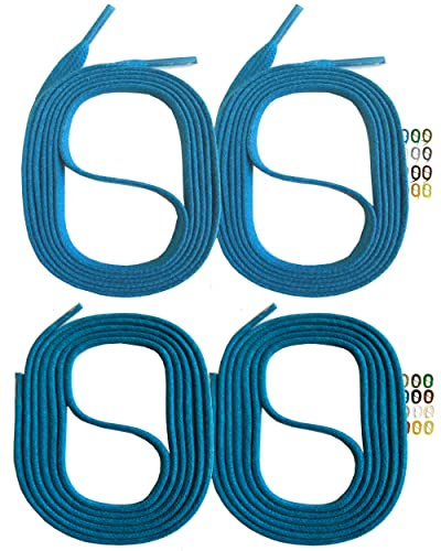 SNORS 2 paia di lacci cerati, rotondi e piatti, 18 colori, 45-150 cm, resistenti agli strappi, stabili, in cotone, per lavoro, scarpe in pelle, stivali, turchese, 150cm FLACH 5mm