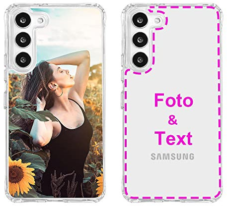 MXCUSTOM Personalisierte Handyhülle für Samsung Galaxy S23 5G, Benutzerdefiniert Hülle mit Eigenem Foto Bild Text Schutzhülle [Weicher Polsterstoßfänger + Harter Rückseite] (HIC-CR-P1)