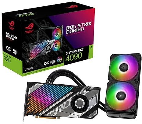 ASUS ROG Strix LC GeForce RTX 4090 24GB OC Edition GDDR6X Gaming Grafikkarte mit Wasserkühlung (Nvidia GeForce RTX4090 DLSS3, PCIe 4.0, 2X HDMI 2.1a, 3X DisplayPort 1.4a)