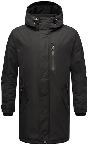 STONE HARBOUR Herren Outdoorjacke warm gefüttert leichte Winterjacke lang mit Kapuze Lanzoo S-3XL