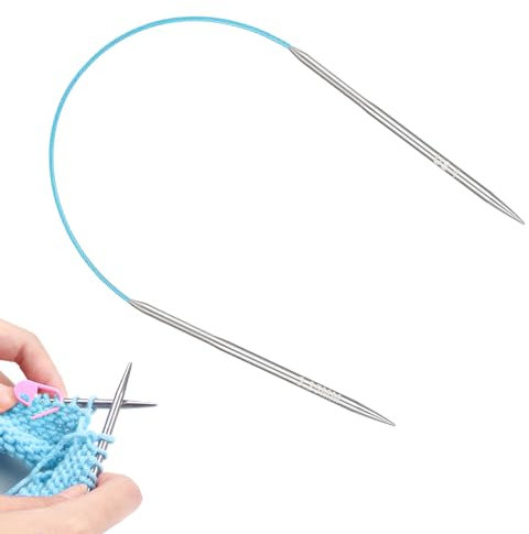 Aeeque 1 Stück Rundstricknadeln 40 cm, 3,25 mm Rundstricknadel, Kurz Stricknadeln Rundstricknadel für Mützen,Socken, Ärmel, Metall Rundnadeln zum Stricken, Ergonomisch Rund Stricknadel für Arthritis