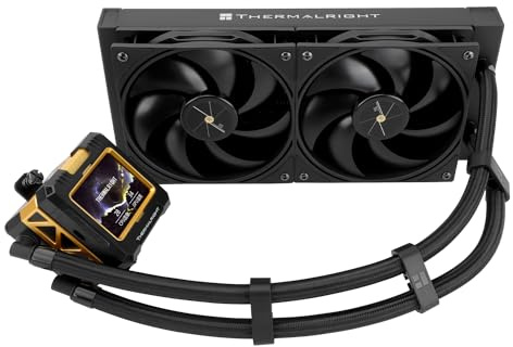 Thermalright Frozen Warframe 240 Black-240 mm AIO CPU Liquid Cooler, IPS LCD Screen con risoluzione 320 * 240, per AM4/AM5 & Intel LGA1700, 2,4 schermo LCD assorbente magnetico per immagini - nero