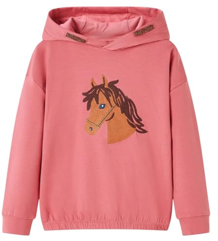 vidaXL Kinder-Kapuzenpullover Pferd Sweatshirt Hoodie Pullover Kinderpulli Altrosa 128
