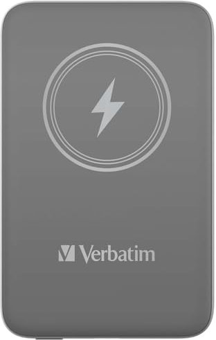 Verbatim Magnetic Power Bank 10000 mAh, Wireless Charger 15 W, 20 W PD per USB-C, Powerbank klein und magnetisch für iPhone 15, 14, 13, 12, Pro, Max, iPad, grau
