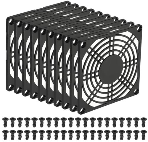 PATIKIL 92mm Fan Grill with Screws, 10 Pack ABS Plastic Frame Ventilator Grill Protector Mesh Dustproof Case Cover for Computer PC, Black