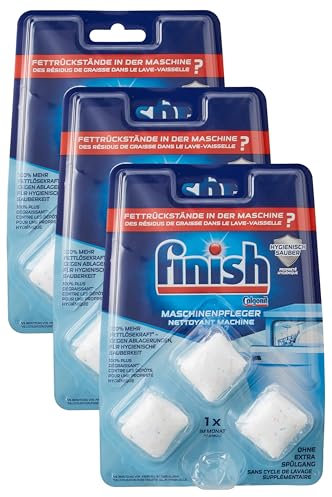 Finish Maschinenpfleger Tabs – Spülmaschinentabs gegen Schmutz und Fett im Inneren der Spülmaschine – 1 x 3 Geschirrspülreiniger Tabs (Packung mit 3)