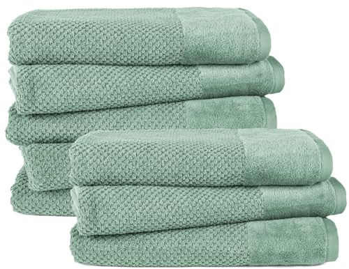 Pure Label Badetuch 70x140cm Set 8-TLG.  aus 100% Baumwolle - Salbeigrün | Waschbar bis 60°C, trocknergeeignet - Oeko-tex zertifiziert