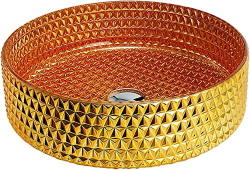 Bagno soprapiano Lavabi Lavello A Vaso Con Scarico Pop-up, Lavello Da Appoggio In Vetro Rotondo, Set Di Ciotole For Lavabo Con Lavabo A Vaso Artistico, For La Decorazione Del Bagno Di Casa Dell'Hotel