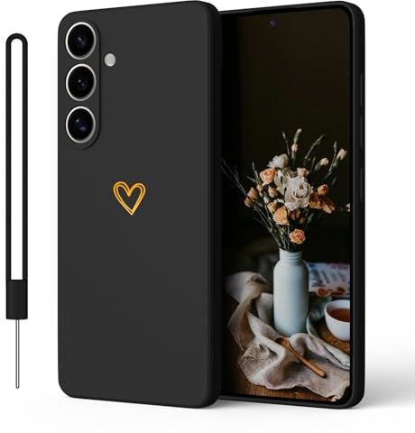 Kukiwhy Kompatibel mit für Samsung Galaxy A54 5G Hülle, Süße Herz Silicone Handyhülle für Samsung A54 mit Weiches Mikrofaserfutter,Kratzfestes Schutzhülle Slim Case für Samsung Galaxy A54 Schwarz
