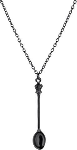 Sxett Black Retro Mini Spoon Pendant Necklace for Women