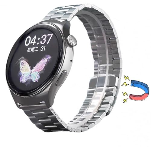 Triblanc 22mm Metall Armband Magnetverschluss Edelstahl Schnellspanner Uhrenarmband Geeignet für Damen Herren (Silber)