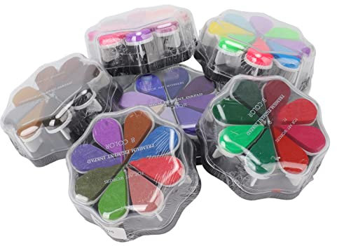 Lote de 6 sellos de tinta para trabajos manuales – 8 colores iris, sello de tinta para huellas dactilares, lavable, pintura a color, fabricación de tarjetas, sello