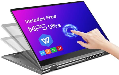 14.1'' Laptop PC 2 in 1 laptop N100 Processor(Up to 3.4GHz) 16GB RAM 512GB SSD Touchscreen 360° Foldable with 2.4/5Ghz Dual Band WiFi Bluetooth5.0 Type-C 46WH Battery Fingerprint Unlock
