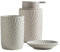 XUDREZ Juego de accesorios de baño de cerámica, 4 piezas, incluye dispensador de jabón, jabonera, vaso para cepillos de dientes para casa y baño (color avena, 3 piezas)
