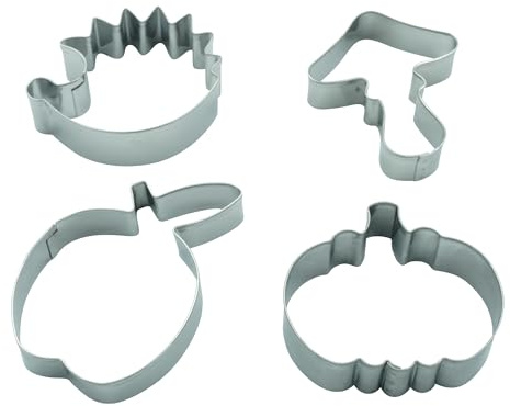BekkiB - 4er-Set Ausstecher Herbst - Spülmaschinengeeignete Ausstechformen aus Edelstahl - Zum Backen von Plätzchen - 8235