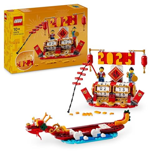 LEGO Feiertagskalender, Geschenk zu chinesischen Feiertagen für Jungen und Mädchen, Bauset zum Mondneujahrsfest, lässt Kinder fantasievoll spielen, festliches Spielzeug, chinesische Neujahrsdeko 40678