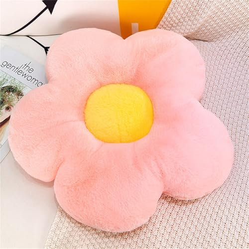 Chickwin Coussin Fleurs, Mignon en Peluche Floral Coussin Aesthetic Coussins Décoratifs pour Décoration Chambre, Maison et Canapé Lit (Rose,35cm)