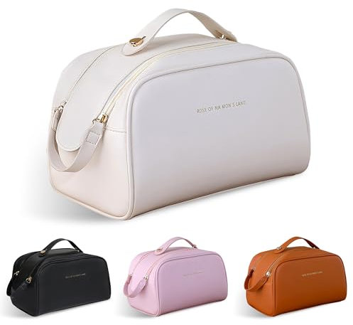 Fyriswho Borsa Cosmetica da Viaggio,Beauty Case da Viaggio Donne,Borsa di Grande Capacità,Beauty Case Donna con Scomparti,Trucchi Impermeabile Portatile per Viaggiare All'aperto (Bianco)