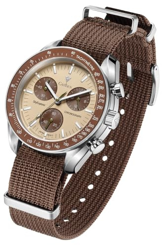 CADISEN Herren Quarz Uhr Elegante lässige Kampagnen mit Saphirglas Nylon Armband