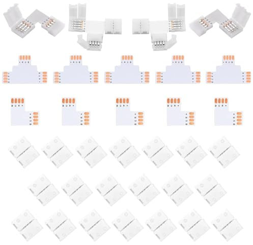 LED Strip Connector 4 Pin Nahtlose L Form L Form LED Streifen Verbinder Lötfreier Adapter für 8mm Breite RGB 3535 LED Streifen 4 Pin