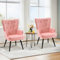 Ckaff Sessel Ohrensessel 2er Set, Relaxsessel aus Samt Lesesessel mit Hoher Rückenlehne Loungesessel Polstersessel mit Metallbeinen fürs Wohnzimmer Schlafzimmer Arbeitszimmer Gästezimmer, Rosa