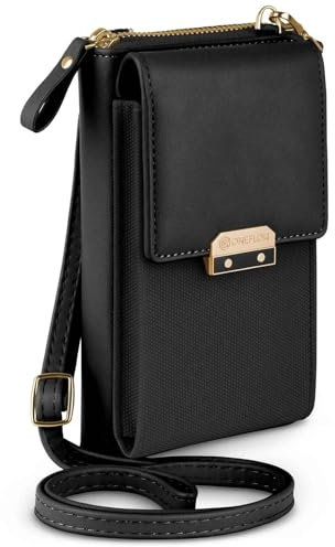 ONEFLOW Bliss Purse für Fairphone 4 Handytasche zum Umhängen Damen mit Portemonnaie, Handy Umhängetasche mit Geldbörse und Handyfach, Kleine Handtasche, Schwarz