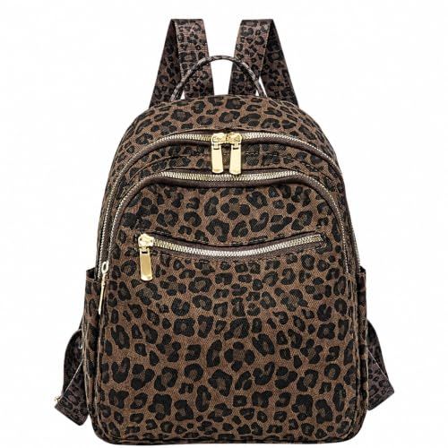 YUNZLAN Damen-Rucksack mit Geparden-Druck, für Reisen, Schule, kleine Tagesrucksäcke, Leoparden-Schultertasche, Geldbörse für Damen und Mädchen
