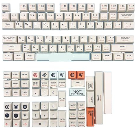 QPSJXN Customizable Off-White Plastic XDA Style Keycap Set Compatible with Mechanical Keyboards Suitable Compatible with English And Russian Layouts Made From Sublimation PBT Material(Plastic RU)