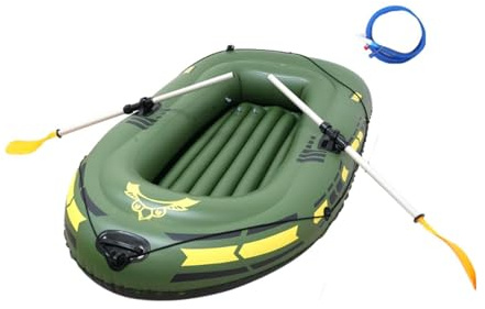 Harilla Aufblasbares Kajak-Set, 4 Luftkammern, Bootsruder, strapazierfähiges PVC-Schlauchboot für den Sommer im Freien, Floß für, Familien und, GrÜn