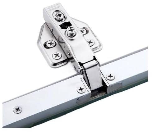 Bisagra de aluminio premium for puerta de vidrio, ideal for cocina, baño y muebles. Cierre automático y funcionamiento silencioso. 1 pieza.(Black Half Overlay)