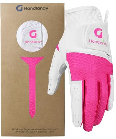 HANDLANDY Youth Golf Glove, Left Hand Kids Golf Gloves for Junior Toddler Boys Girls (Pink, Small (Age 2-4))