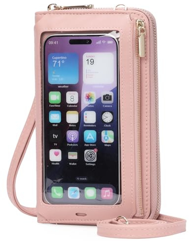 GOIACII Handy Umhängetasche Damen Leder Touchscreen Handytasche zum Umhängen Crossbody Geldbörse