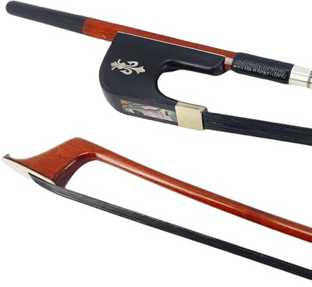 Conboxus 3/4 Upright Double Bass Bow Brazilwood Horsehair French-style Silk and Black Leather Well Balanced Loud Premium Well-handmade Deep and Powerful Sound