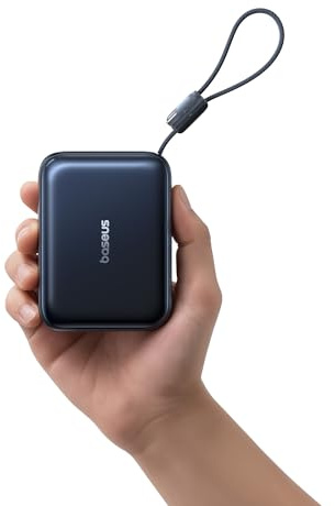 Baseus AC22 Mini Powerbank 20000mAh, PD 45W Power Bank Portatile con Cavo USB-C integrato, Batteria Esterna Ricarica Rapida per iPhone 17/16/15, Samsung S26/S25 Ultra, iPad, Pixel 10/9