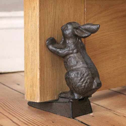 Brown Cast Iron Rabbit Doorstop Door Wedge Hare Animal Floor Stop Rustic | Cast Iron Material, Rustic Finish, Floor Stop, Animal Design, Door Wedge