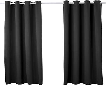 WOLTU Lot de 2 Rideaux occultant à Oeillets,Rideau Isolant intérieur 135x175cm, Noir