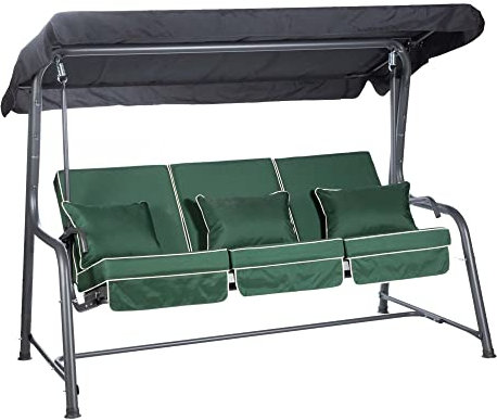 Alfresia Turin 3-Seater Reclining Swing Seat – Multipurpose Garden Sofa into Sunbed, Steel Charcoal Frame, Polyester Canopy, Weather Resistant, Outdoor Luxury Cushions Included in Choice of Colours