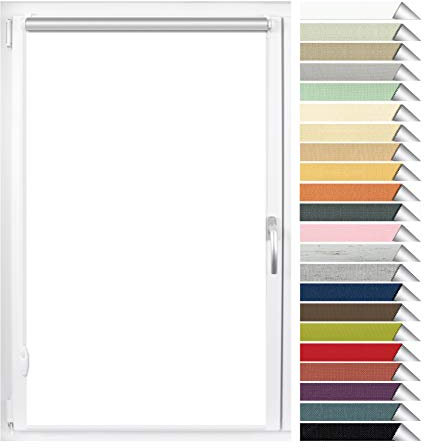 EFIXS Thermorollo Mini - 17 mm - Breiten: 40-100 cm - Höhen bis 220 cm - Hier: 70 cm x 220 cm (Stoffbreite x Höhe) - Weiss (051) - OHNE Bohren & verstellbare Klemmträger & Magnete