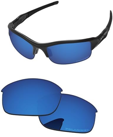 PapaViva Replacement Lenses for Oakley Flak Jacket OO9008 63mm Sunglass Deep Water Polarized