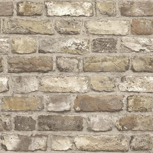 Grandeco Vlies-Tapete Life A28904 Steinoptik Dark Beige Modern Industriell Tapete
